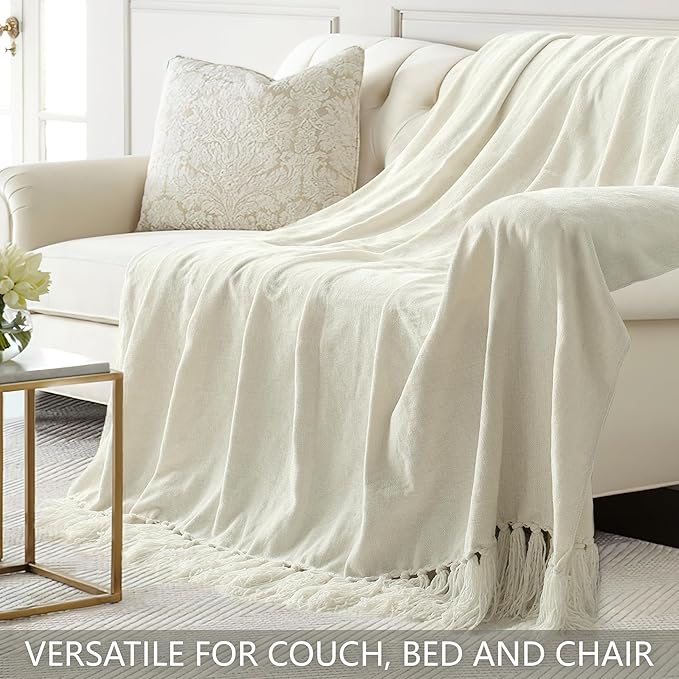 Chenille Throw Blanket for Couch 60"X 80" Twin, Soft Cozy Throws - Image 4