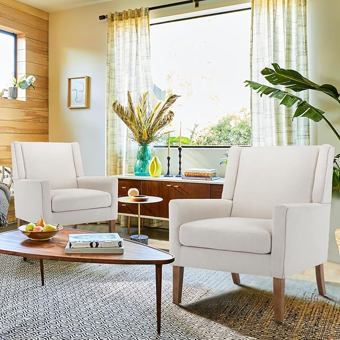 COLAMY Modern Wingback Living Room Chair, Upholstered Fabric Accent Armchair - Image 6