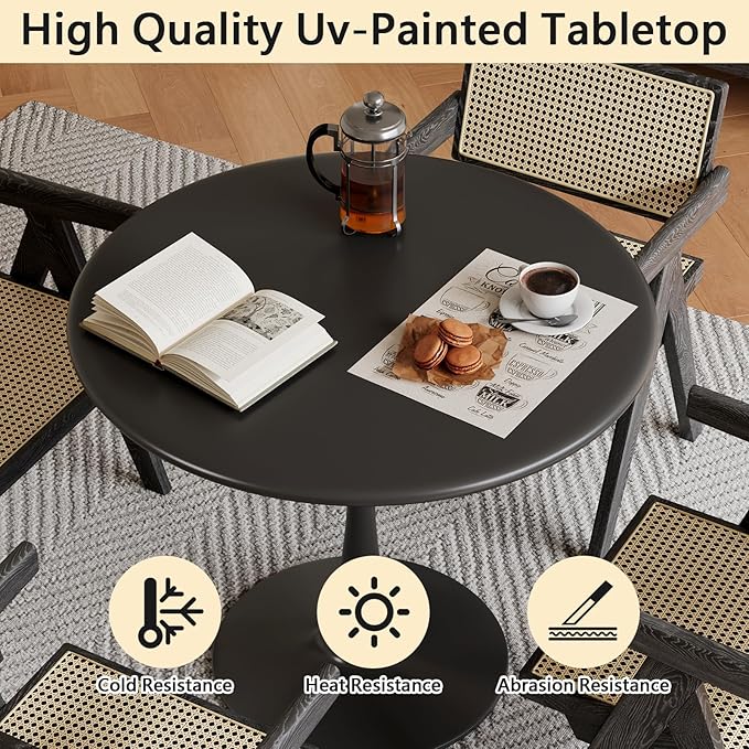 24 Inch Black Small Tulip Table, Round Dining Table - Image 6