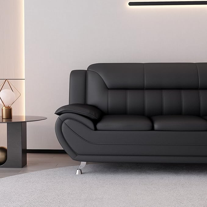 Container Furniture Direct Michael Modern Faux Leather Upholstered Stainless - Image 4