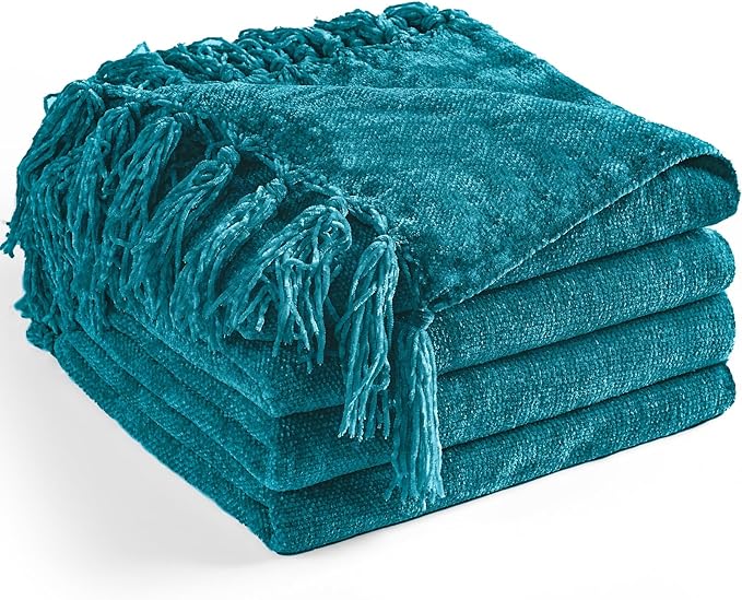 Chenille Throw Blanket for Couch 60"X 80" Twin, Soft Cozy Throws by LONGCREATE