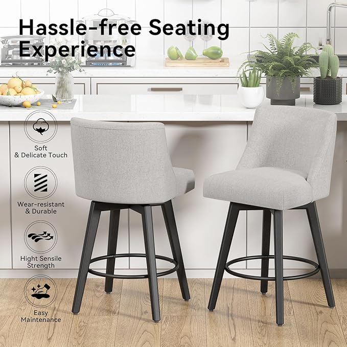 Counter Height Swivel Bar Stools Set of 4, 26 Inch Bar Stools - Image 3
