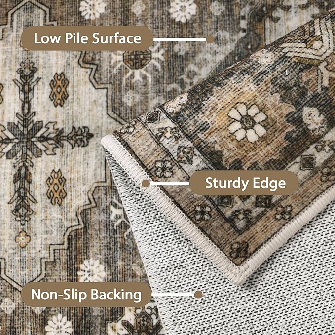 GENIMO 9x12 Area Rugs for Living Room, Machine Washable Low Pile Rugs, Non Slip - Image 7