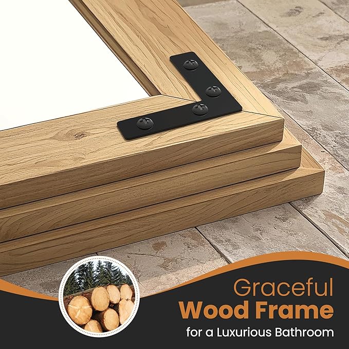 Full Length Mirror with Wooden Frame, Hanging or Leaning Wall-Mounted - Image 7