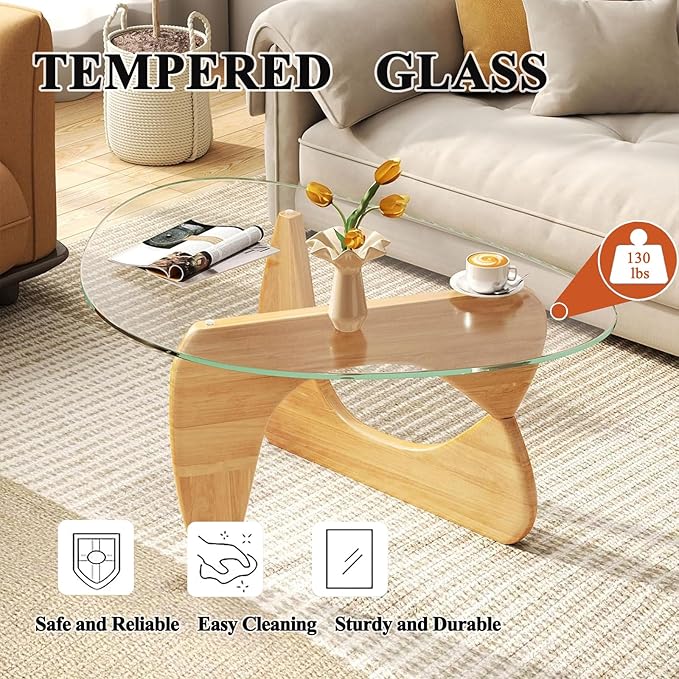 Mid Century Modern Glass Coffee Table, Small Coffee Table - Image 3
