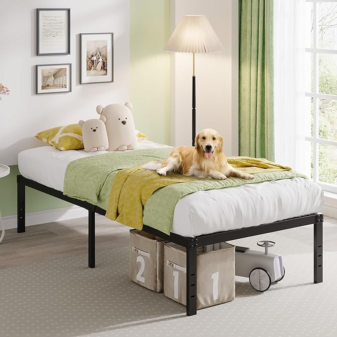 EMODA 14 Inch Twin Bed Frames No Box Spring Needed, Heavy Duty Metal Twin - Image 2