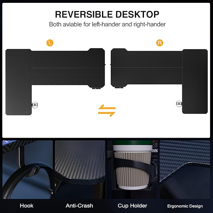 51" Reversiable L-Shaped Electric Standing Desk Adjustable Height Gaming Stand - Image 5