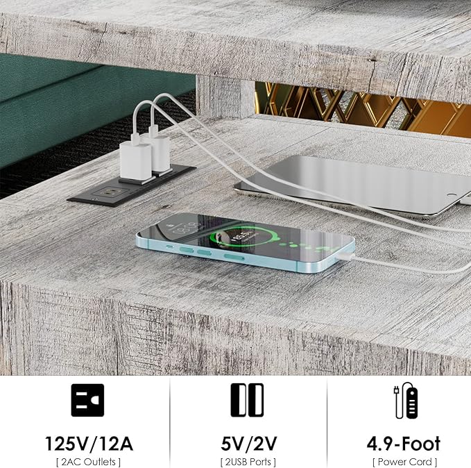 Farmhouse Nightstand with Charging Station - Image 5
