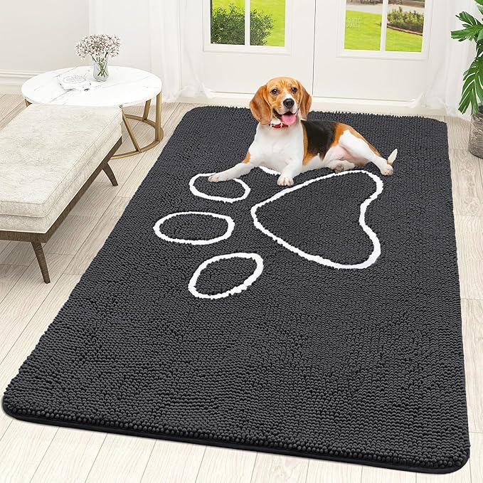OLANLY Door Mat for Muddy Dog Paws 70x46, Ultra Absorbent Chenille Mud Doormat by OLANLY