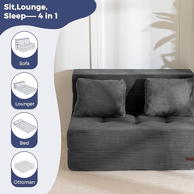 MAXYOYO Convertible Sofa Bed, Fold Out Loveseat Sleeper Sofa - Image 8