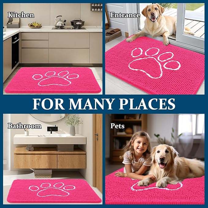 OLANLY Door Mat for Muddy Dog Paws 30x20, Ultra Absorbent Chenille Mud Doormat - Image 8