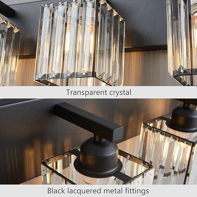 Modern Black Crystal Bathroom Vanity Light - Image 4