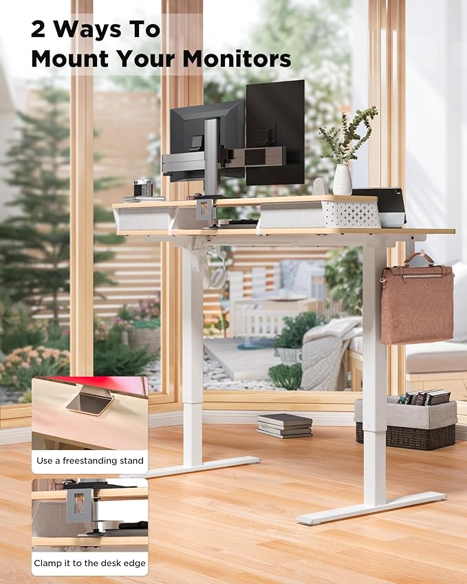 40x24 Inch Standing Desk with Double Drawers, C-Clamp Mount Compatible - Image 6
