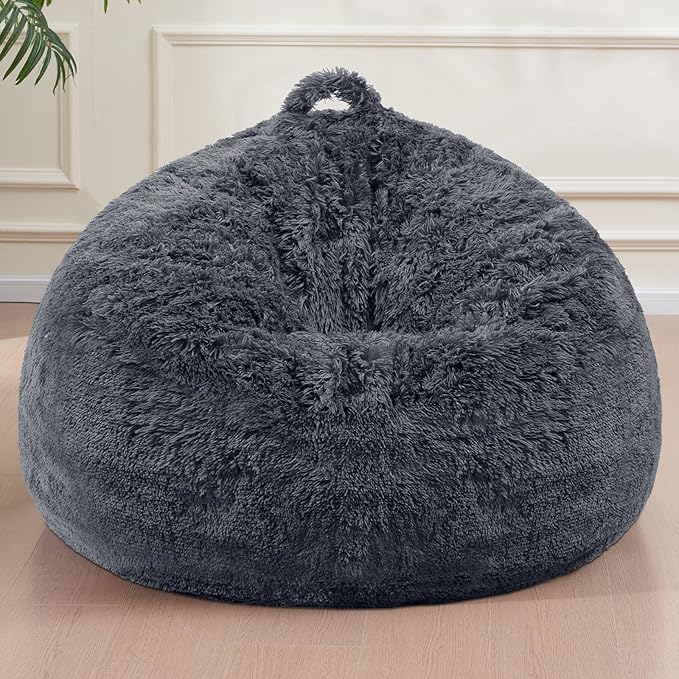Bean Bag Chair Cover Soft Faux Fur Stuffed Animal Bean Bag Storage, Fluffy by Unknown