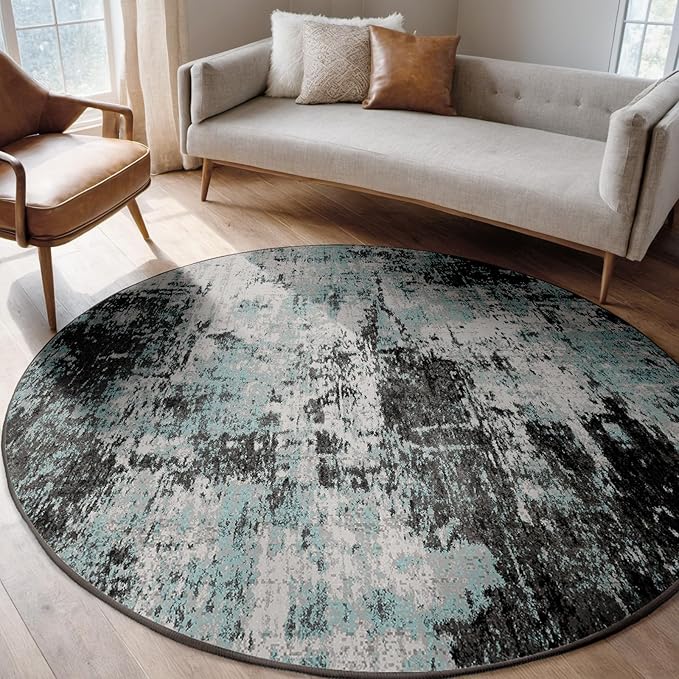 Washable Area Rugs 6ft Non-Slip Modern Abstract Soft by RELEANY