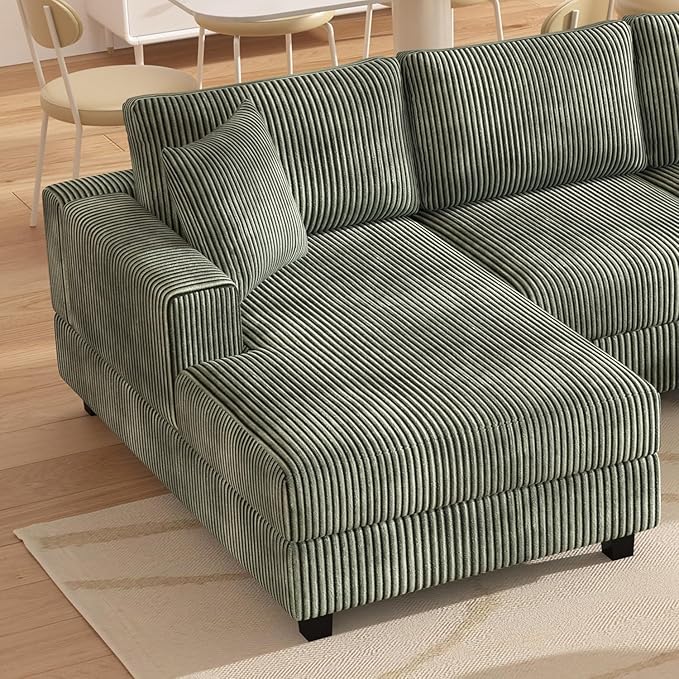Eafurn Convertible L Shaped Modular Sectional Sofa Couch, 5 Seater Corduroy - Image 6
