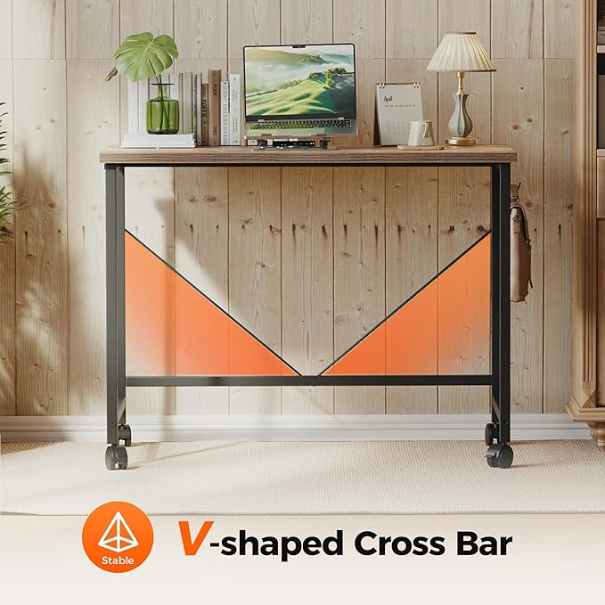 Rolling Computer Desk with Wheels, Gaming Desk - Image 6
