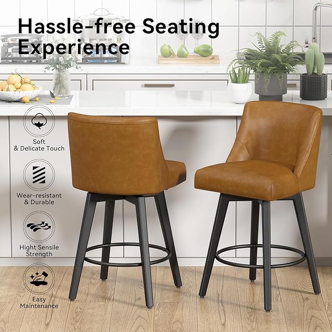 Counter Height Swivel Bar Stools Set of 2, 26 Inch Bar Stools - Image 4