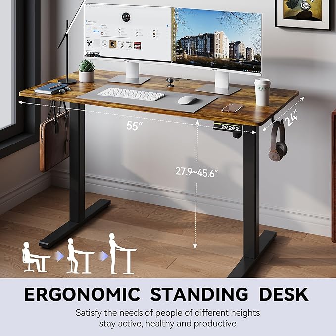 Electric Standing Desk Adjustable Height 55"x24" Stand Up Desk - Image 5