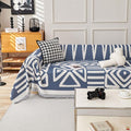 HANDONTIME Boho Couch Covers for Sofa Chenille Sofa Covers Denim Blue Sofa by HANDONTIME