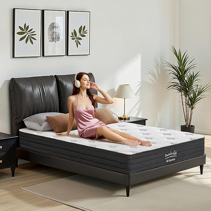 Full Size Mattress, 12 Inch 5-Zone Pocket Spring Hybrid Mattress by Kislot