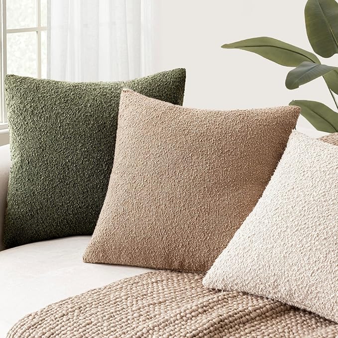Foindtower Pack of 2 Modern Textured Boucle Throw Pillow Covers Accent Solid - Image 5
