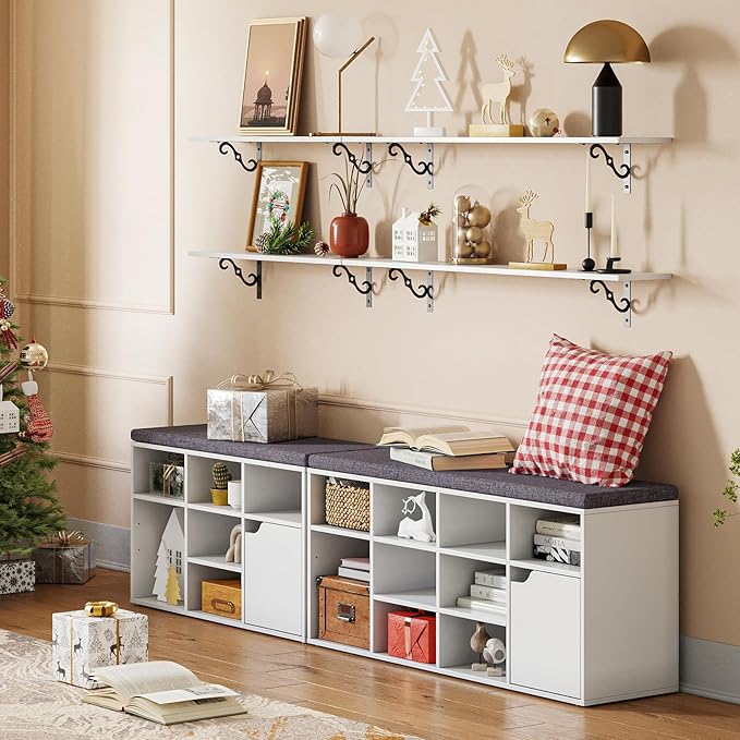 DINZI LVJ Long Wall Shelves, 31.5 Inch Large Floating Shelves Set of 2 - Image 7