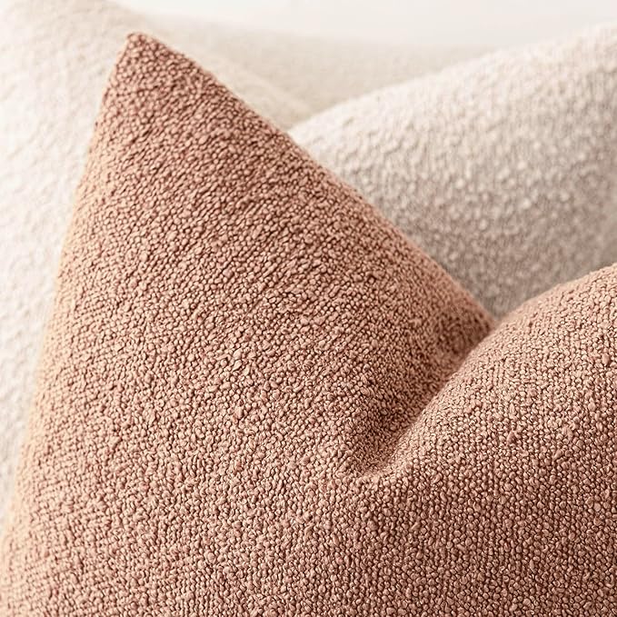 Foindtower Pack of 2 Textured Boucle Throw Pillow Covers Accent Solid Pillow - Image 4