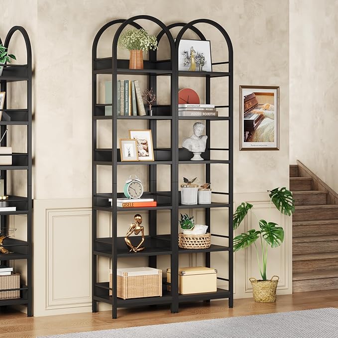 LITTLE TREE 6-Tier Open Bookshelf Set 2, Freestanding 78.7" Tall Arched Bookcase - Image 5