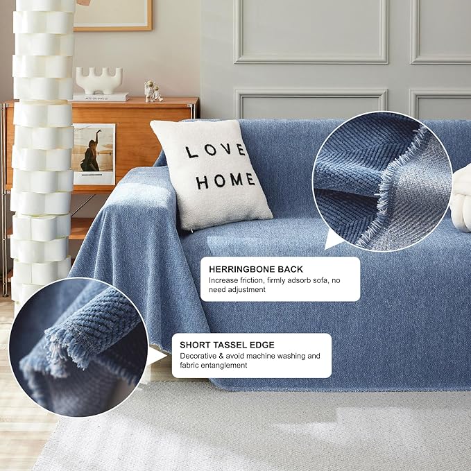 STACYPIK Thick Blue Sofa Covers Couch Covers - Image 2