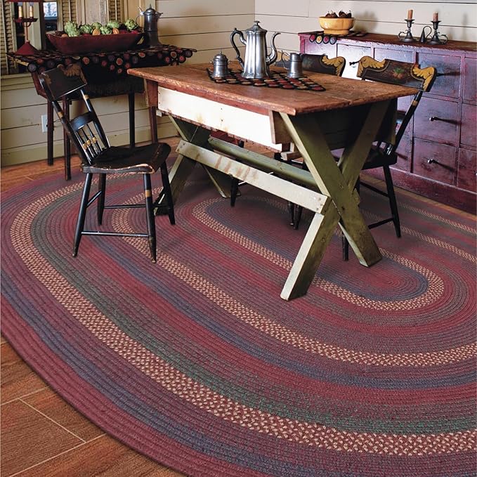 Jamestown Burgundy Braided Oval Area Rugs, 5x8' by Homespice