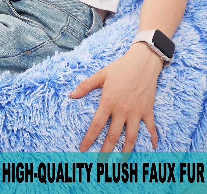 Fluffy Bean Bag Chair for Kids, 2.5FT Round Memory Foam Filled Bean Bag for - Image 6