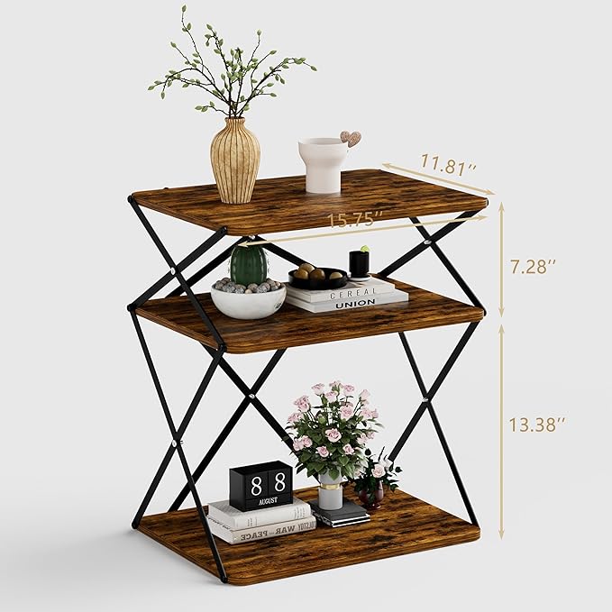 3-Tier End Table Small Side Table Tall Bedside Night Stand - Image 3