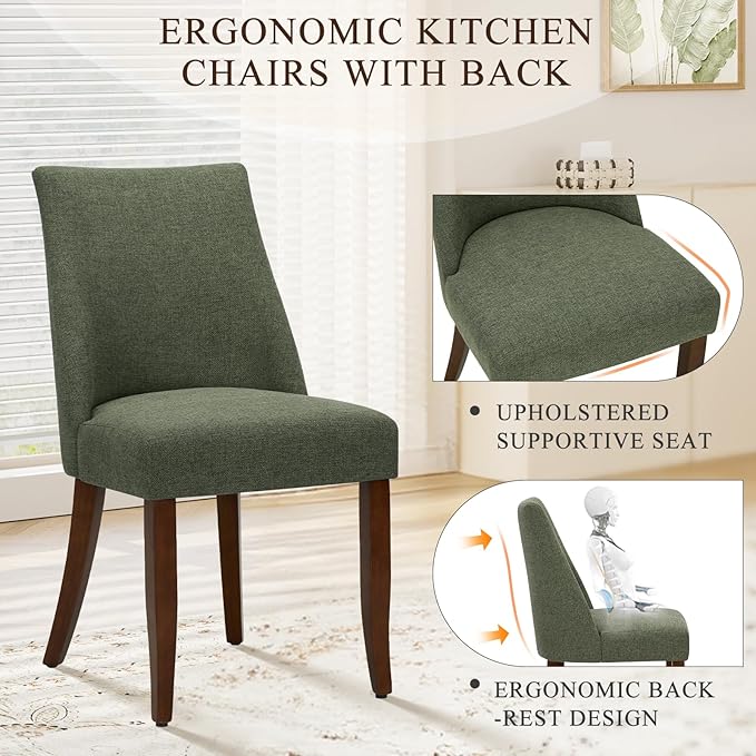 COLAMY Upholstered Dining Chairs Set of 6, Mid Century Modern Kitchen Chairs - Image 3
