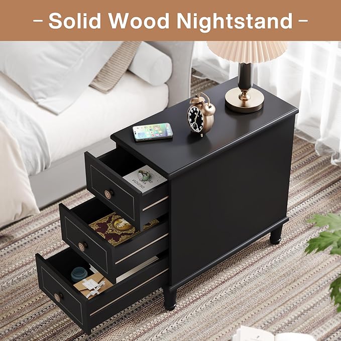 Tribesigns Solid Wood End Table, Fully Assembled Narrow Side Table - Image 5