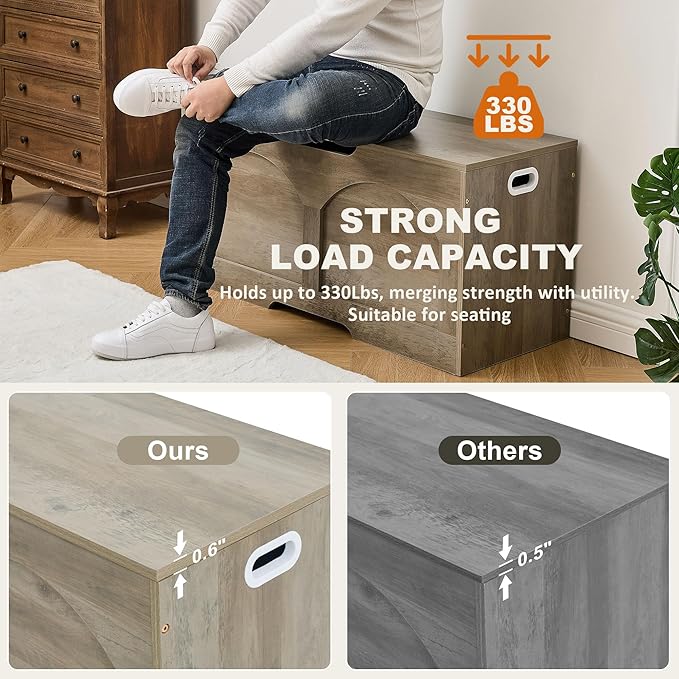 Storage Chest, 31.5" Retro Wooden Storage Bench, Entryway Storage Trunk - Image 9