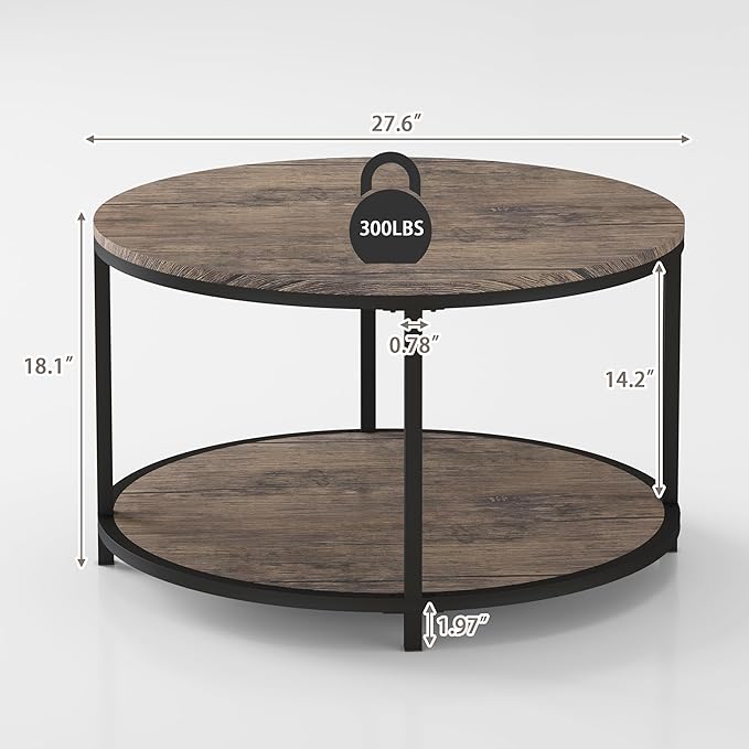 NSdirect Round Coffee Table, 27.5" Small Coffee Table - Image 2