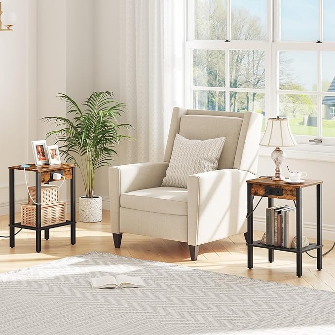 HOOBRO Side Table with Charging Station, End Table with USB Ports and Outlet - Image 2