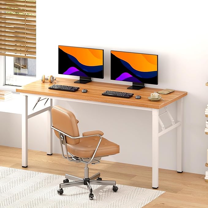 DlandHome Large Computer Desk, Folding Desk, Decent and Steady Home Office - Image 2