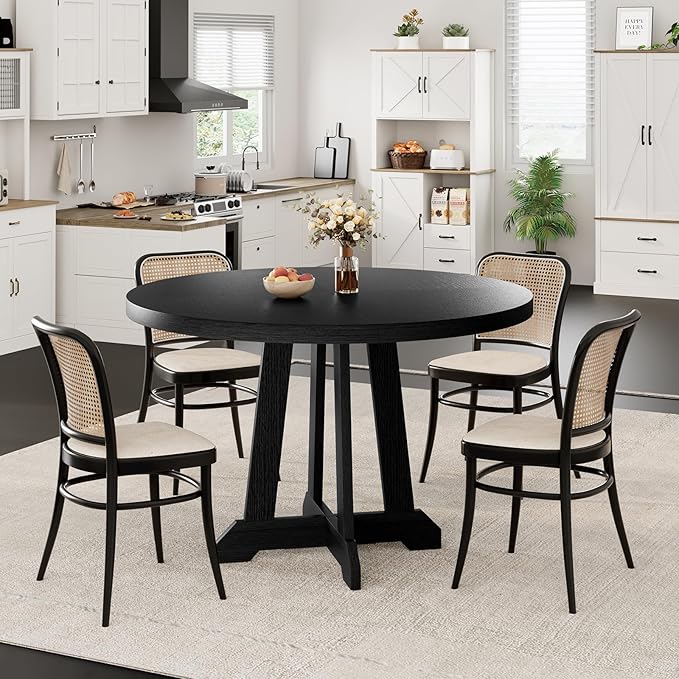 Round Dining Table for 4, 47 Inch Wooden Circle Dinner Table - Image 5