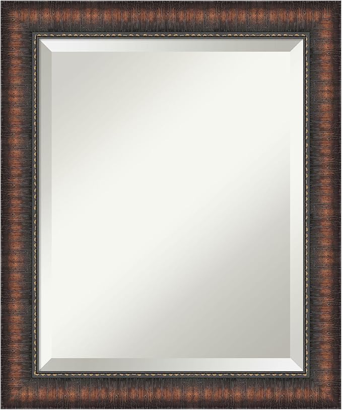 Amanti Art Brown Wall Mirror 24x20 Caleb Brown Rectangle Bathroom Mirror by AmantiArt