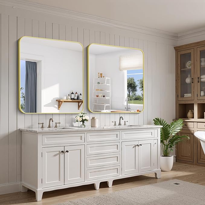 FORBATH 40x36 Inch Gold Bathroom Mirror - Image 5