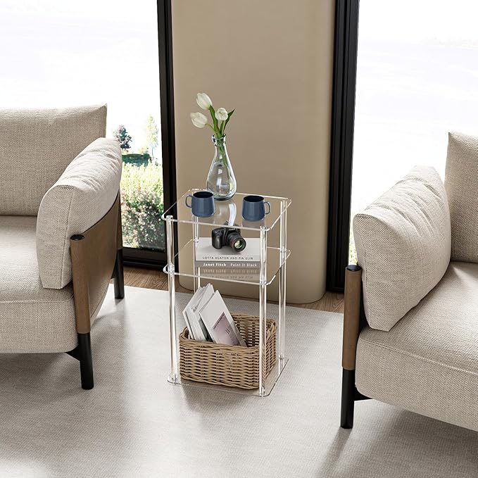 HMYHUM Acrylic Side Tables for Small Spaces, Nightstand/Bedside Table Set of 2 - Image 6