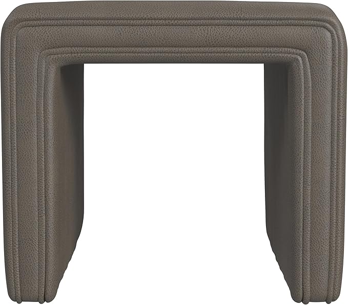 HomePop Modern Channel Tufted Faux Leather Ottoman Home Décor|Ottoman by HomePop