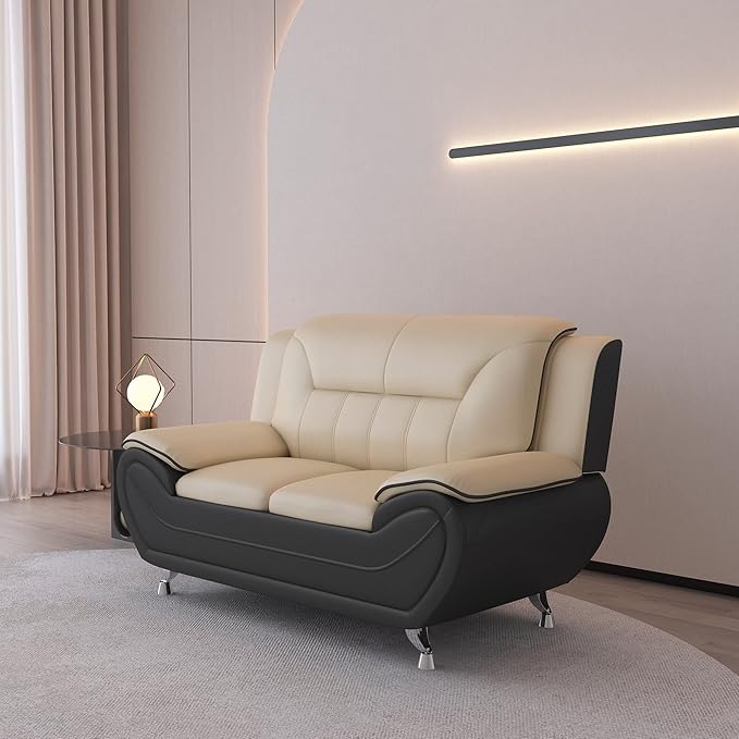 Container Furniture Direct Michael Modern Faux Leather Upholstered Stainless - Image 5