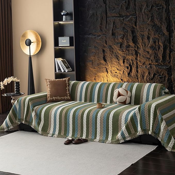 STACYPIK Thick Jacquard Green Couch Cover, Washable Sofa Cover - Image 2