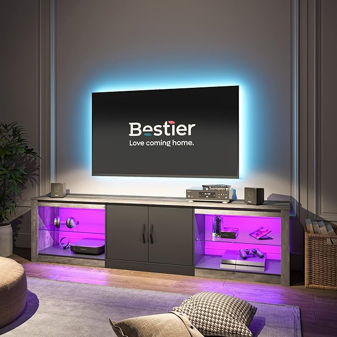 Bestier 70 Inch Led TV Stand for 75 Inch TV Large Entertainment Center Gaming - Image 7