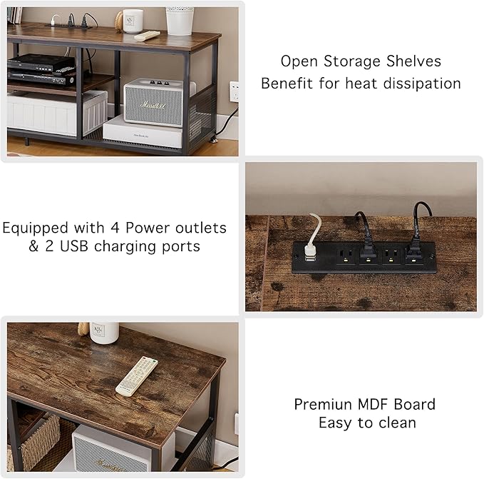 VECELO TV Stand with Power Outlets - Image 4
