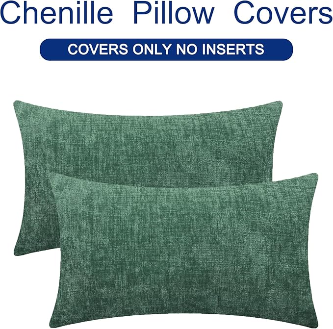 CaliTime Throw Pillow Covers Decorative 12 X 20 Inches Pack of 2 Cozy Chenille - Image 6