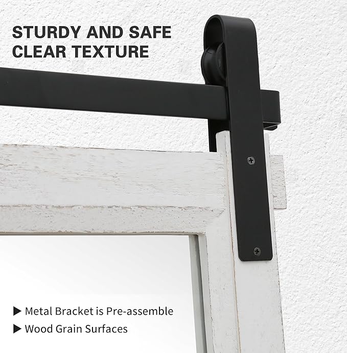 Rustic Barn Door Mirror: 24"x36" White Farmhouse Wood Frame - Image 5